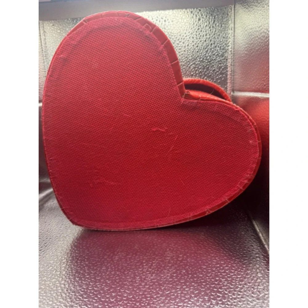 Red Heart Shaped Croc Embossed Storage Box Faux Leather Keepsake Jewelry Case